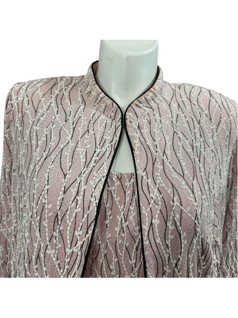 Alex Evenings 2 Pc Pink Jacket Tank Set 3X Plus Shimmer Textured Made USA
